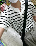 Dangara Henry Neck Short Sleeve Knit