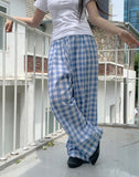 Khark Checkered Pintuck Banding Long Wide Pants