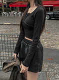 Hooky layered ribbed U-neck long sleeve