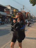 Chamber Color Matching Balloon Leather Jacket