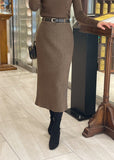 Casey H Ribbed Knit Long Skirt (Belt set)