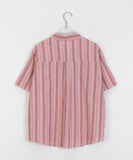 Yudi Color Stripe Collar Short Sleeve Shirt