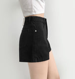 Slim-line fit A-line Fit Black Basic Cotton Shorts