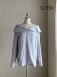 Verna Half Off Shoulder Big Collar Blouse
