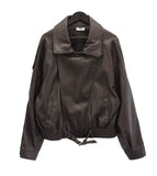 Double-collar leather rider jacket