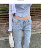 Slim Low-Rise Lightweight Semi Long Bootcut Denim Pants