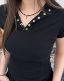 Erica Hood Button Short Sleeve