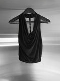 Braided Backless Cowl Neck Halter Padded Top