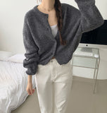 Fluffy Avant-Fit Shibori Alpaca Long Sleeve Cardigan