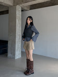 Denzel Cutting Pleats Cotton Pantskirt