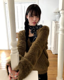 Laha Angora V-neck Fur Cardigan