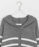 Surring Stripe Hood Knit Cardigan