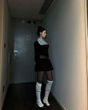 See-through two-tone knee-high socks