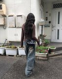 Keds Vintage Washing Wide Denim Pants