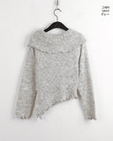 Lawton ribbed diagonal off-shoulder long sleeve knit