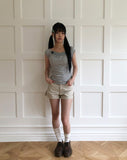 Fuko Striped Button Sleeveless