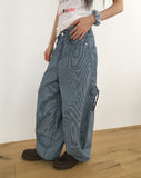 Kaden Stripe Patch Carpenter Balloon Wide Denim Pants