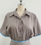 Etoile Color Matching Stripe Shirt One Piece (Belt Set)