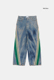 Bumpy side track wrinkle denim pants