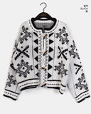 Enin Nordic Duffle Button Short Knit Cardigan