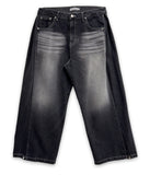 Snap Wide Black Washed Denim