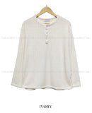 Velua button henley neck long sleeve t-shirt