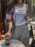 Mid-checkered Overfit Short-Sleeved Shirt