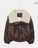 Bning Fleece Collar High Neck Leather Mustang Jumper