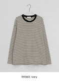 [unisex] Kemppa Stripe Over Round Long Sleeve Tee