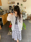 [BAONHAUS] Chemini Check Unbalance Long Skirt