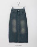 Courony Washing Denim Long Skirt