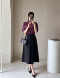 Roadme Slit A-Line Long Skirt