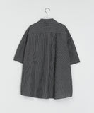 [unisex] Musent Seersucker Stripe Over Short Sleeve Shirt