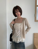 Surin Flower Frill Cardigan Sleeveless Set