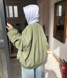 [Fake Layered] Devin Overfit Shirring Two-Way Hood Flight Jumper