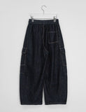 Genjid Banding Denim Cargo Balloon Wide Pants