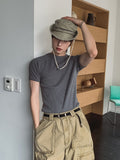 Snug slim ribbed short sleeves