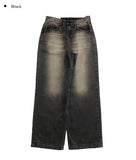 Doble washing denim wide pants