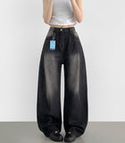 Diagonal One Pin Tuck Washing Loose Balloon Wide Fit Denim Pants