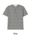Roan Striped Henley Neck Short Sleeve Tee