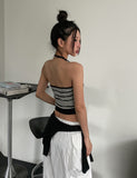 Multi strip knit halter sleeveless