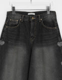 Hatori Washing Heart Balloon Wide Denim Pants