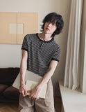 Holden Stripe Ribbed Henley Neck Ringer Short Sleeve Tee