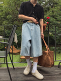 Ruto embroidery Bermuda denim pants