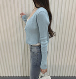 Rib Crop Soft Slim Fit Cardigan