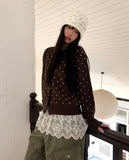 Le Sue Flower Pattern Knit Beanie