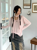 [2 SET] Town Scarf Set Stripe Linen Long Sleeve T-Shirt