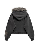 [LANARCH] Fox Fur Star Print Hoodie Zip-up