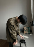 Retro Coated Leather Overshirt