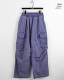 Tail Pigment Washing Cotton Banding Cargo Long Wide Pants